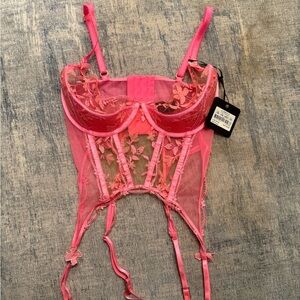 Honey Birdette Pink Floral Lace Bustier